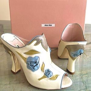 MIU MIU - Leather Floral Print Mules Limited Edition